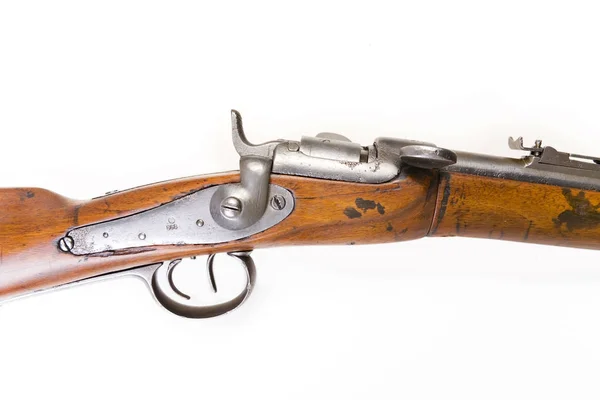 Werndl Avcı Tüfeği 1867 Antik Beyaz Studio Kısmi Görünümü Üzerinde — Stok fotoğraf