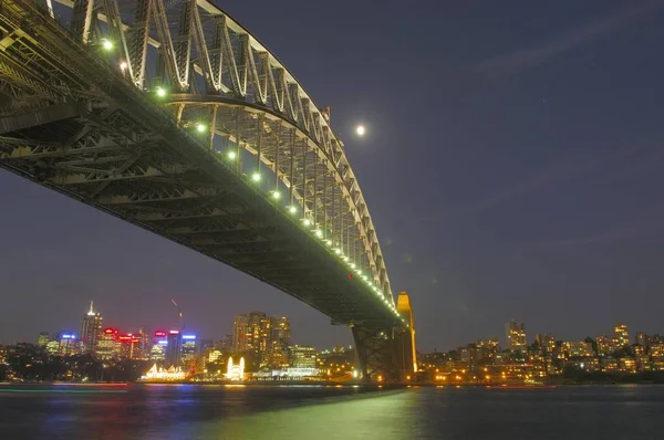 Γέφυρα Του Λιμανιού Βράδυ Σίδνεϊ Νέα Νότια Ουαλία Αυστραλία Ωκεανία — Φωτογραφία Αρχείου