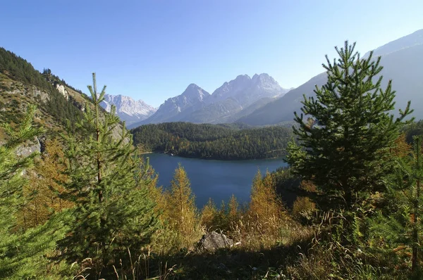 Blindsee Syfte Att Zugspitze Sonnenspitze Och Schartenkopf Tyrolen Österrike Europa — Stockfoto