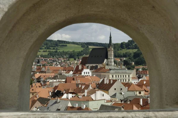 Vista Castelo Para Cesky Krumlov Boêmia Sul República Checa Europa — Fotografia de Stock