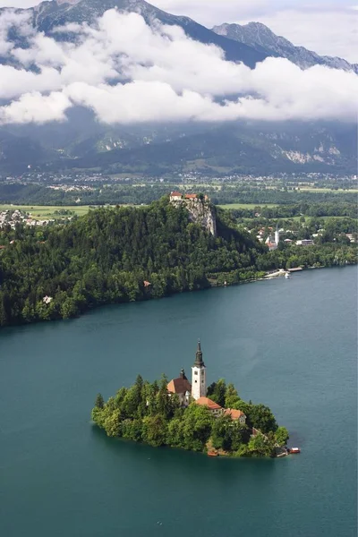 Jezioro Bled Wyspę Otok Słowenia — Zdjęcie stockowe