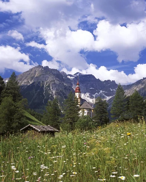 Obernberger Tal Obernberger Valle Lado Valle Wipptal Tirol Austria Iglesia —  Fotos de Stock