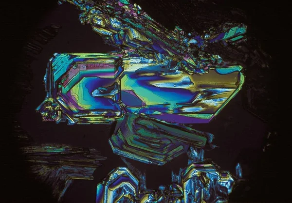 Fosforan Potasu Poarized Światła Krystaliczna Mikro — Zdjęcie stockowe