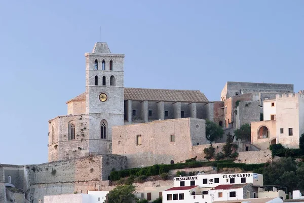 Kathedraal Van Ibiza Stad Ochtend Licht — Stockfoto