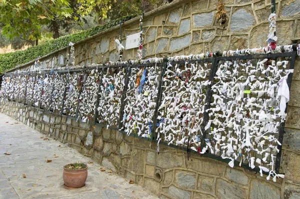 Turkey Meryemana near Selcuk home and last residence of the Virgin Mary carpet with paper shavings containing wishes