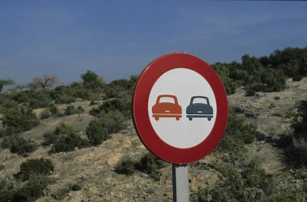 Dopravní Podepsat Bez Předání Španělsko — Stock fotografie