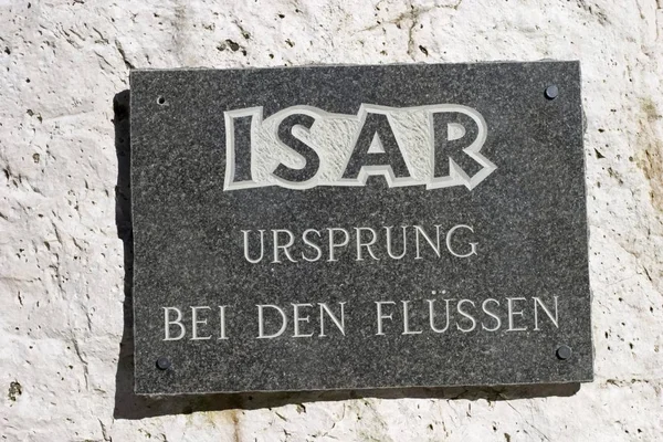 Sign Source Isar Tyrol Isar Ursprung Bei Den Flssen Austria — Stock Photo, Image