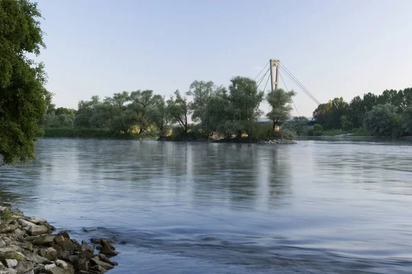 Mynning Isar Floden Donau Nära Plattling Lägre Bayern Tyskland — Stockfoto