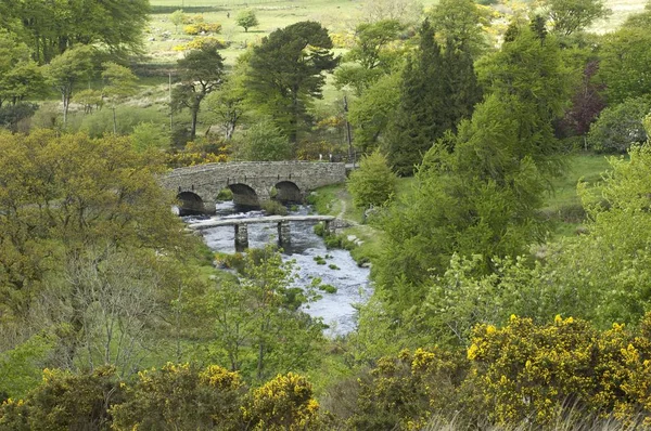 Clapper Bridge Postbridge Dartmoor Nationalpark Devon England — Stockfoto