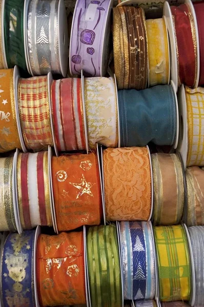 Ribbons Borders Dress Trimmings Passaments Annual Fair Auerdult Munich Germany — Stock Photo, Image