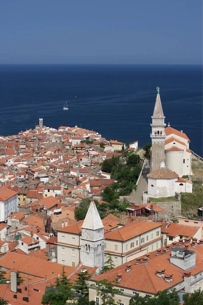 Blick Auf Piran Mittelmeer Der Adriatischen Küste Slowenien — Stockfoto