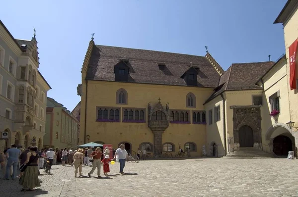 Ratisbona Centro Storico Con Turisti — Foto Stock