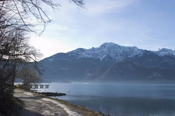 Hte Início Primavera Lago Kochel Kochelsee Sul Munique Alta Baviera — Fotografia de Stock