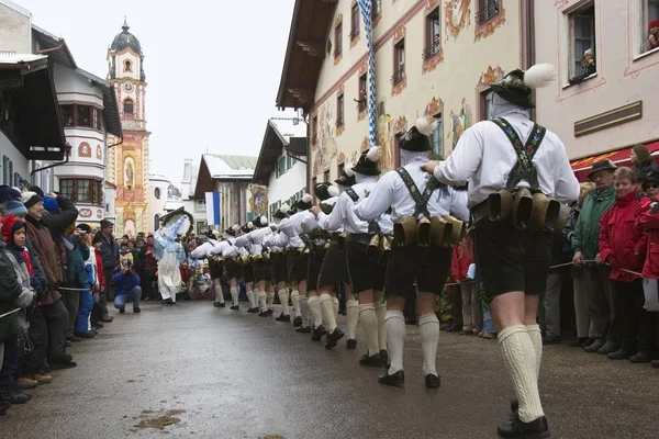 Maschkera Karnawał Ludzi Mittenwald Bawarii Stroje — Zdjęcie stockowe