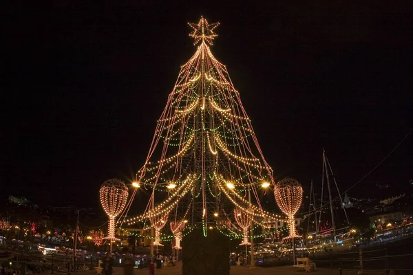 Рождественское Оформление Центре Фуншала Мадейра — стоковое фото