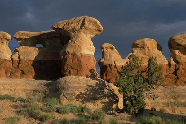 Formações Arenito Pôr Sol Devils Garden Grand Staircase Escalante National — Fotografia de Stock