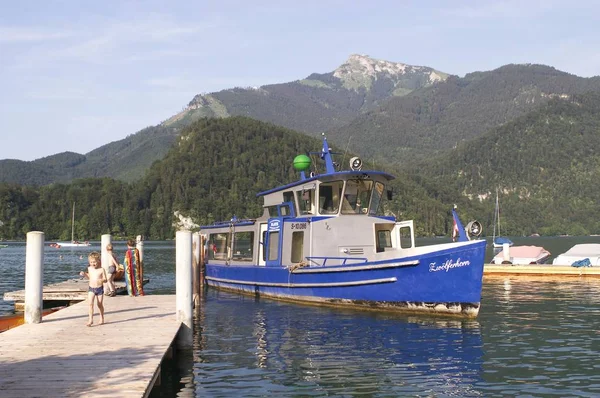 Utflyktsbåt Sjön Wolfgang Vid Gilgen Salzburger Land Salzkammergut Österrike — Stockfoto