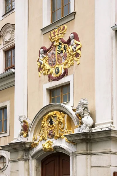 Lbau Sajonia Alemania Ayuntamiento Decoración Del Porche — Foto de Stock