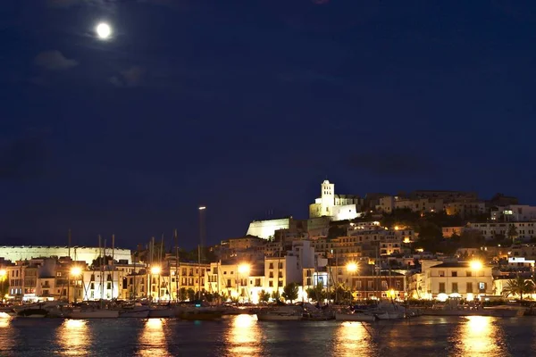 Ibiza Stadt Bei Nacht — Stockfoto