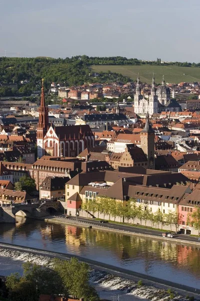 Wrzburg Miasta Widok Starego Głównego Rzeki Frankonii Bavaria Niemcy — Zdjęcie stockowe