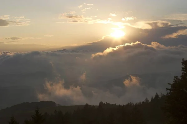 Tramonto Crepuscolo Serale Sul Monte Slivnica Slovenia — Foto Stock