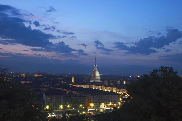 Turin Turin Piemonte Piemonte Italien Över Staden Med Mole Antonelliana — Stockfoto