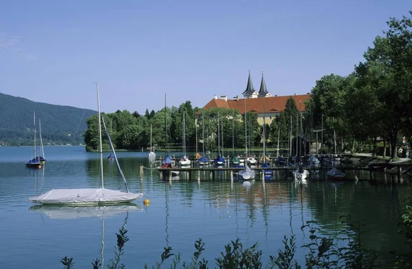 Λίμνη Tegernsee Tegernsee Μονή Άνω Βαυαρία Γερμανία — Φωτογραφία Αρχείου