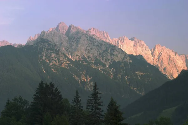 Utsikt Från Podkoren Till Berget Triglav Juliska Alperna Slovenien — Stockfoto