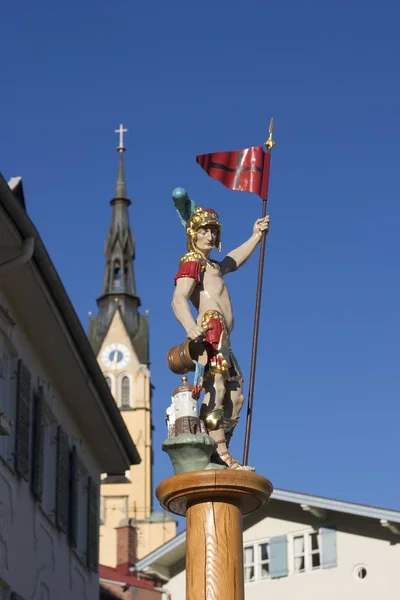 Florians Brunnen Bad Tölz Bad Tölz Oberbayern — Stockfoto