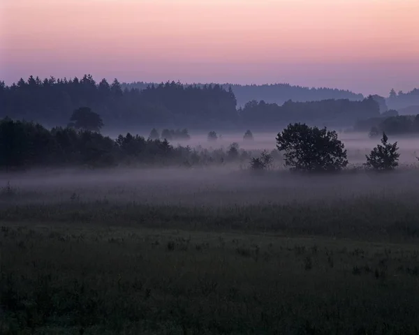 Wschód Słońca Jezioro Pelhamer Chiemgau Górna Bawaria Niemcy — Zdjęcie stockowe