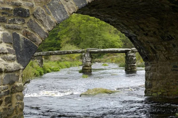 Csappantyú Híd Postbridge Dartmoor Nemzeti Park Devon Anglia — Stock Fotó