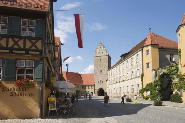 Edificios Ciudad Con Gente Calle Del Caminar Franconia Alemania —  Fotos de Stock