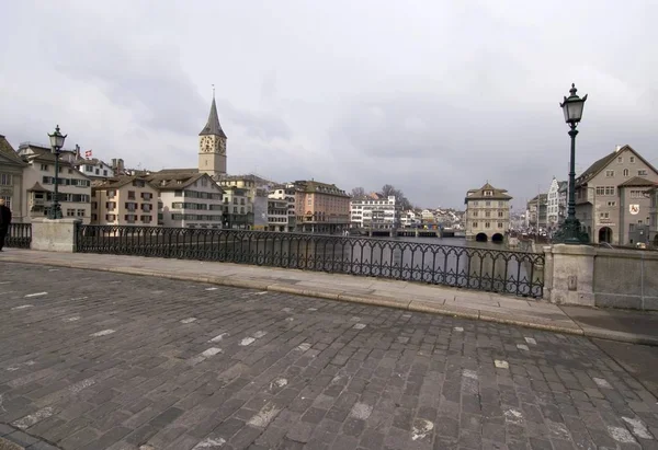 Zurich Zuerich Zwitserland Het Centrum Van Historische Stad Aan Rivier — Stockfoto