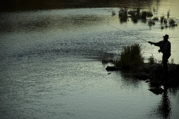 Pesca Con Mosca Río Isar Munich Thalkirchen — Foto de Stock