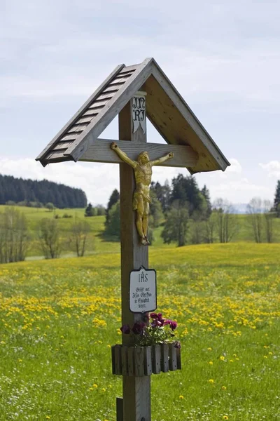 Kruzifix Auf Feld Allgu Deutschland — Stockfoto