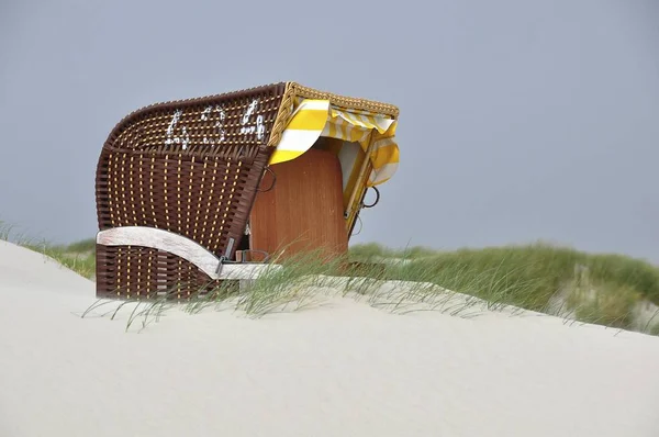 Plaża Krzesło Wydmach Wyspie Amrum North Sea Schleswig Holstein Niemcy — Zdjęcie stockowe