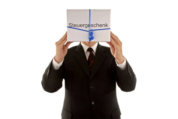 Mann Verdeckt Gesicht Mit Paket — Stockfoto