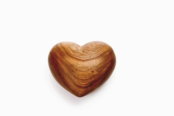 Wooden Heart Isolated White — Stock Photo, Image