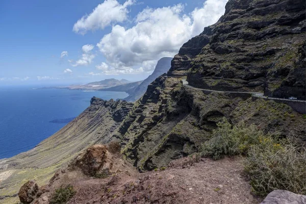 Cliffs and a road near Artenara, Gran Canaria, Canary Islands, Spain, Europe, PublicGround, Europe