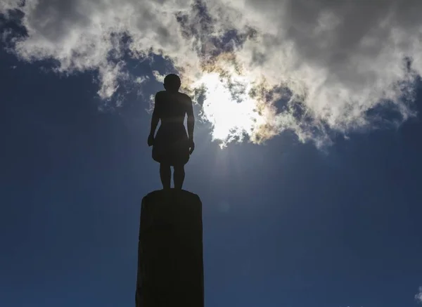 Figura Madeira Silhueta Pedestal Berlim Alemanha Europa — Fotografia de Stock