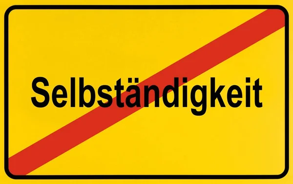 Stadens Gräns Tecken Lämnar Selbstaendigkeit Tyska För Lämnar Egenföretagande — Stockfoto