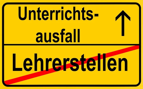街の標識 Lehrerstellen Unterrichtsausfall 残すためドイツ語入力の入力を残してレッスンをキャンセル — ストック写真