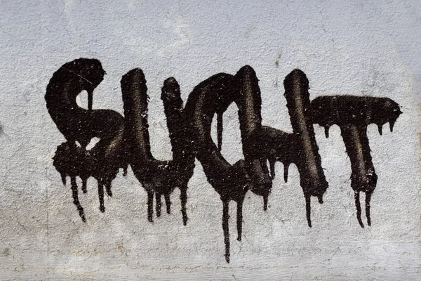 Sucht Uzależnienia Pisanie Graffiti Ścianie Domu — Zdjęcie stockowe