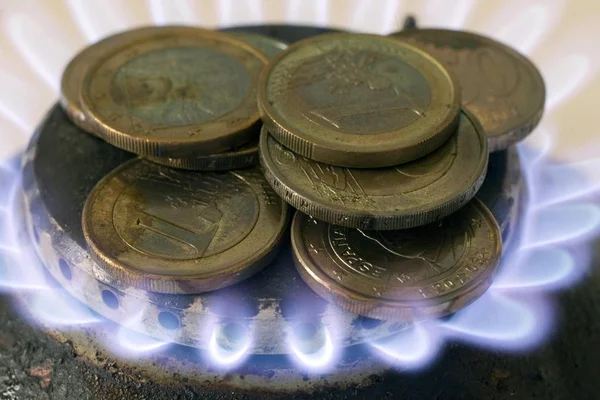 Euro Coins Gasfire — Stock Photo, Image