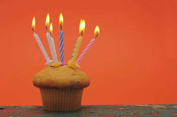 Muffin Születésnapi Gyertyák — Stock Fotó