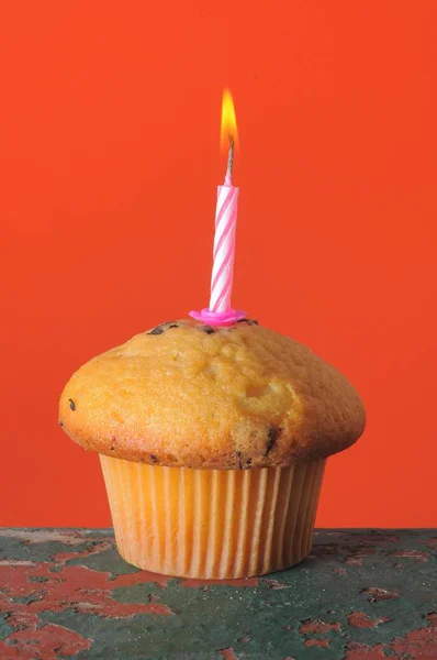 Muffin Születésnapi Gyertya — Stock Fotó
