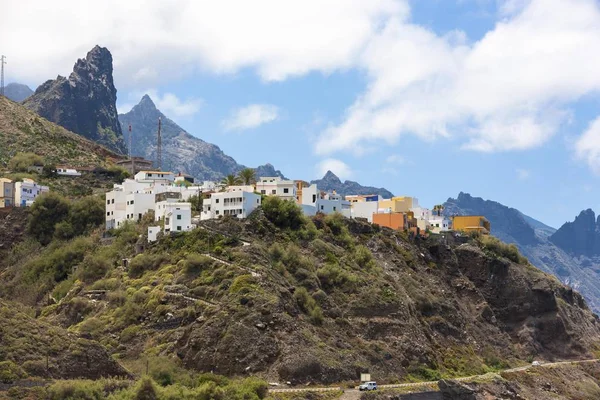 Cliffs Anaga Mountains Village Houses Canary Islands Spain Europe — Stock Photo, Image