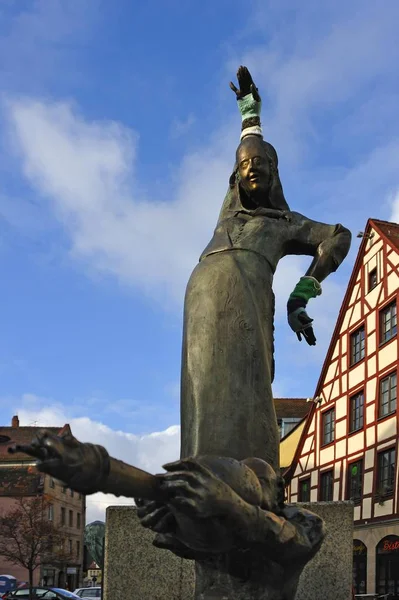 Statuen Mit Handschuhen Gauklerbrunnen Von Künstler Harro Frey Ein Altes — Stockfoto