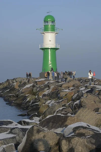 Talpa Faro Warnemuende Meclemburgo Pomerania Occidentale Germania Europa — Foto Stock