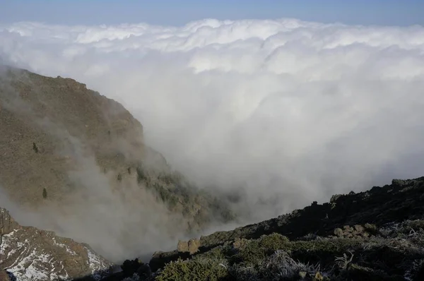 Nuages Dessus Des Montagnes Taburiente National Park Palma Îles Canaries — Photo